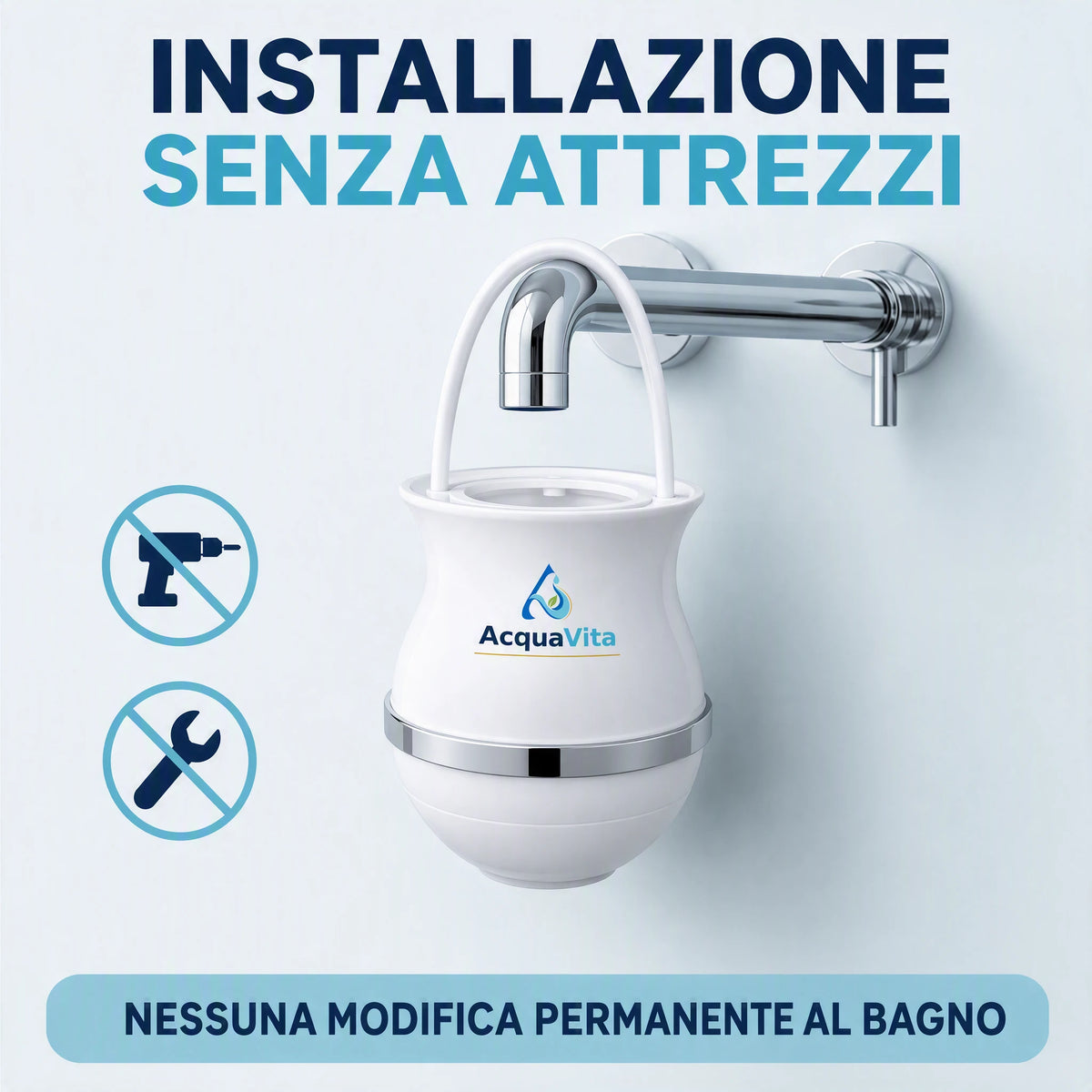 Installazione senza attrezzi del filtro AcquaVita per vasca