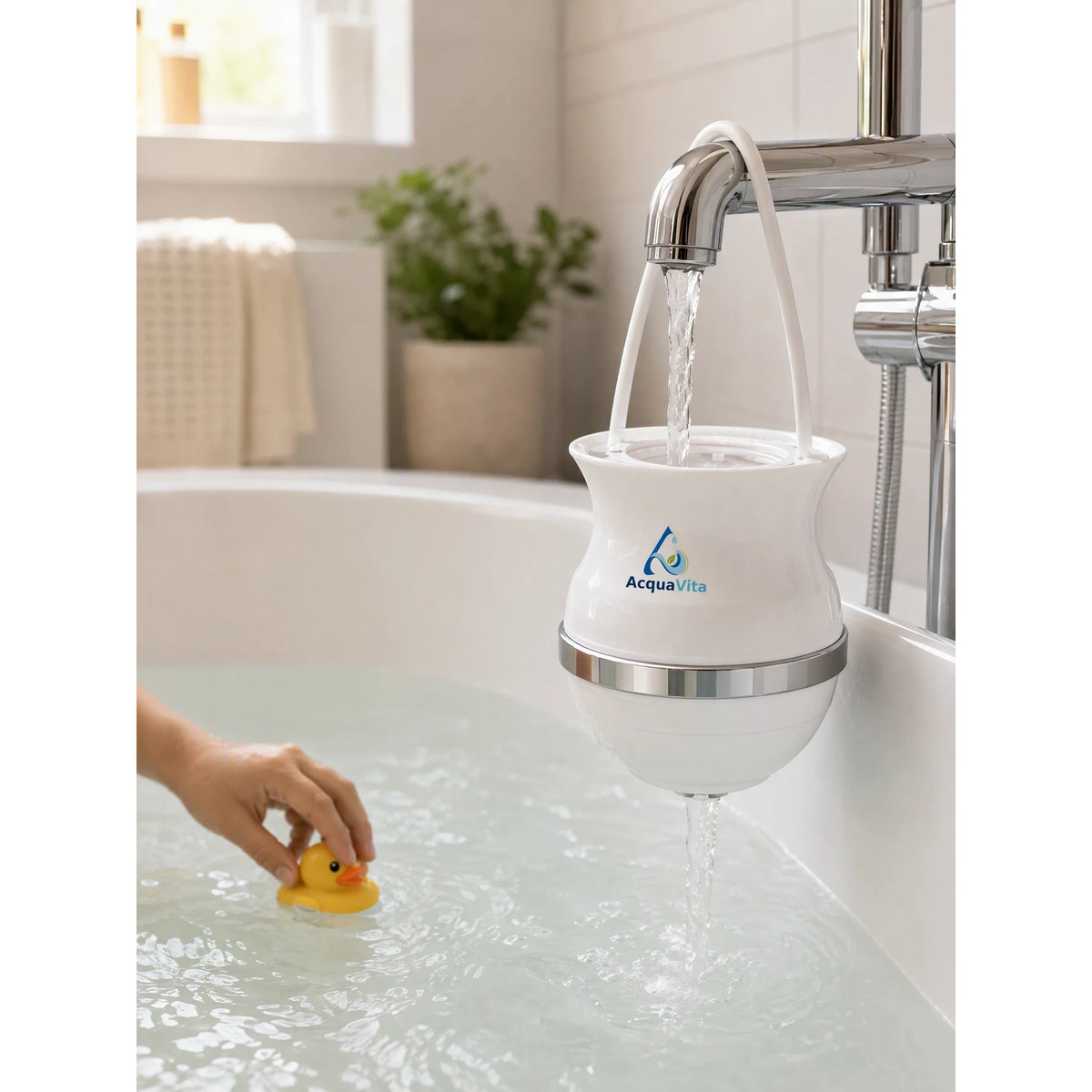 AcquaVita filtro per vasca per la routine del bagno in famiglia